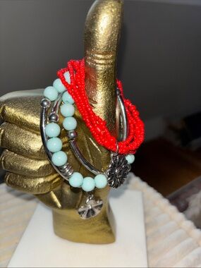2 Stackable Beaded and Seed-Bead Bracelet Set